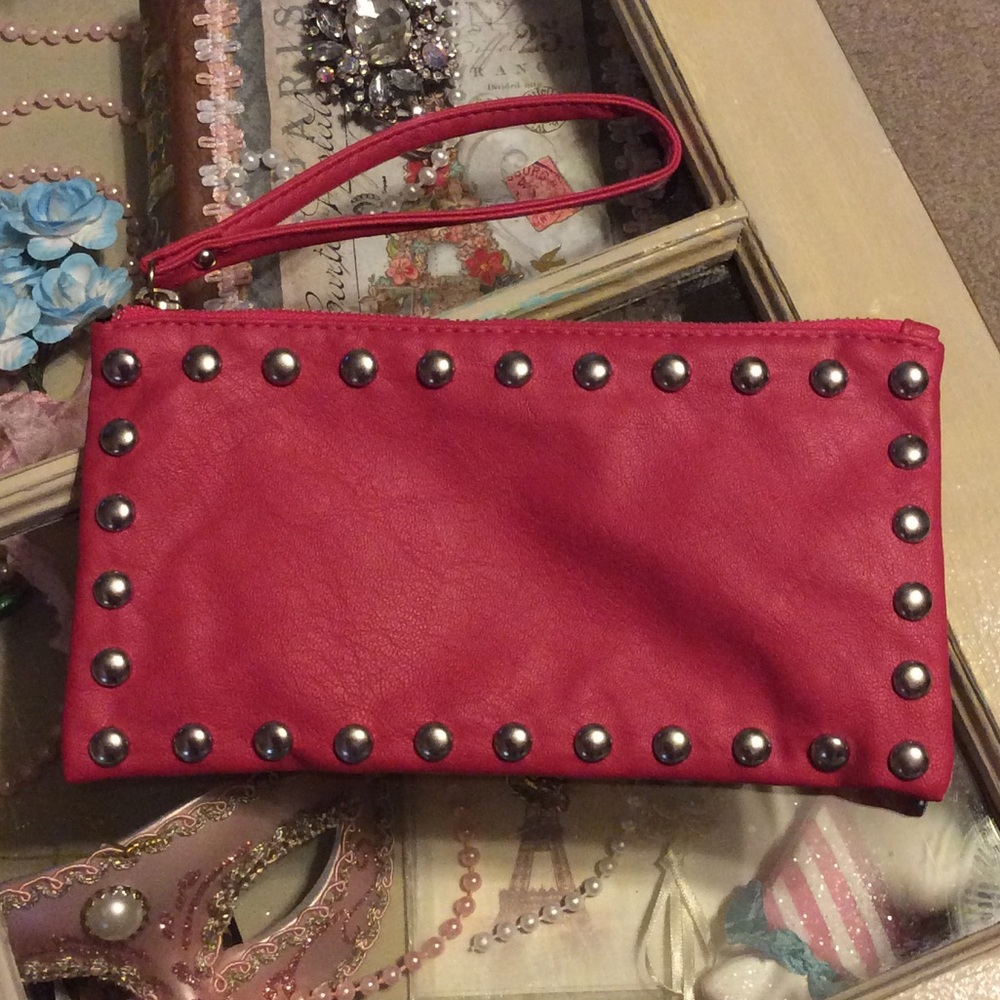 Faux leather studded wristlet NWOT